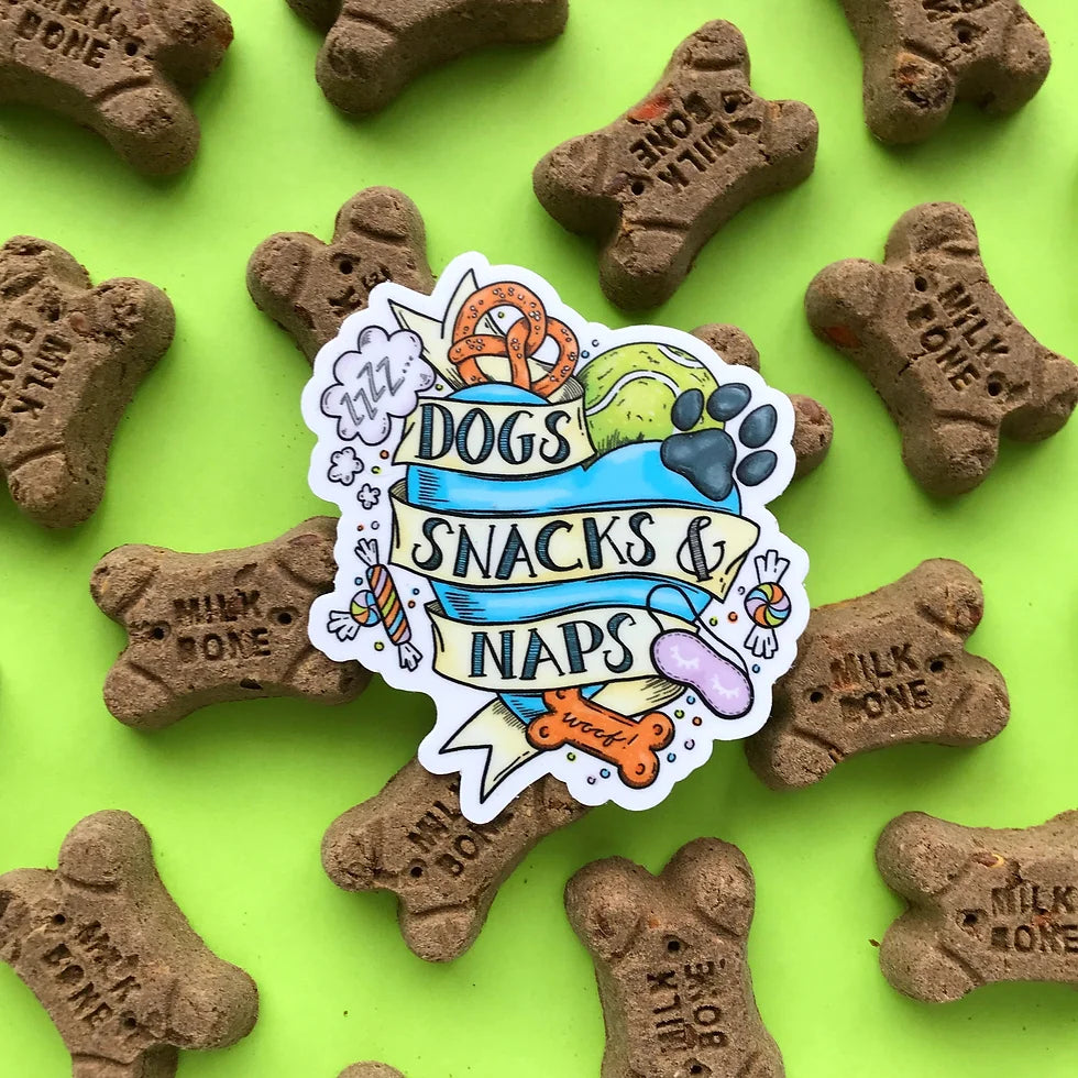 Dogs, Snacks, & Naps Sticker