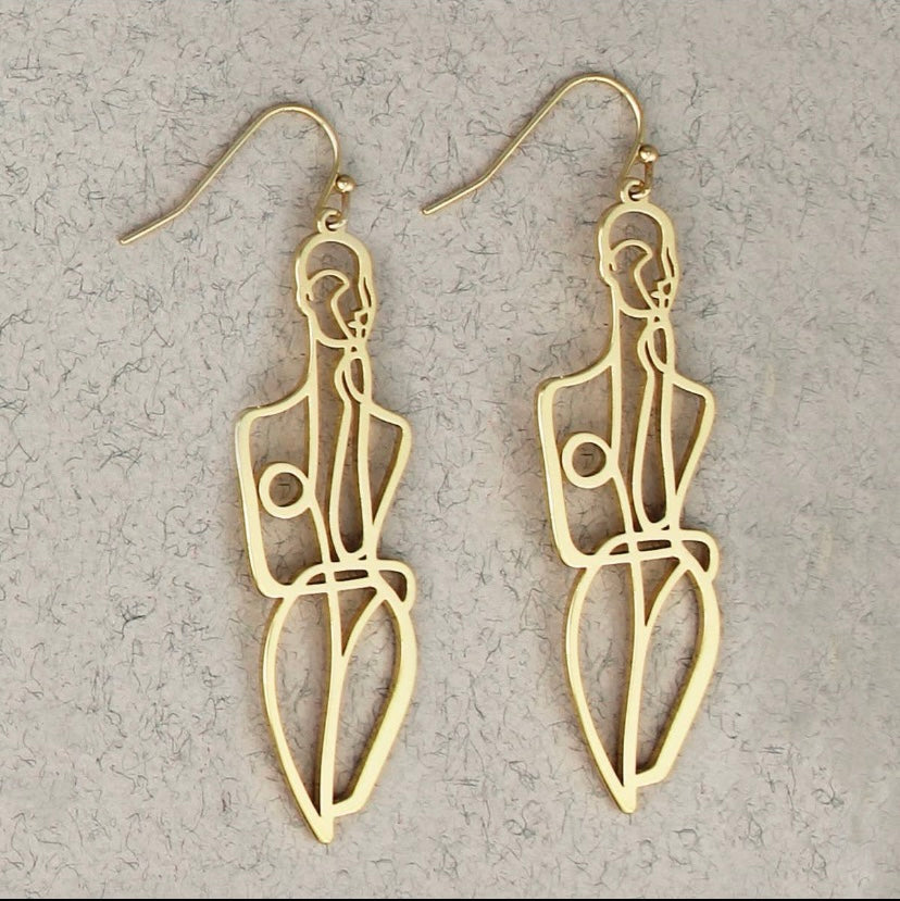 Abstract Nude Gold Earrings