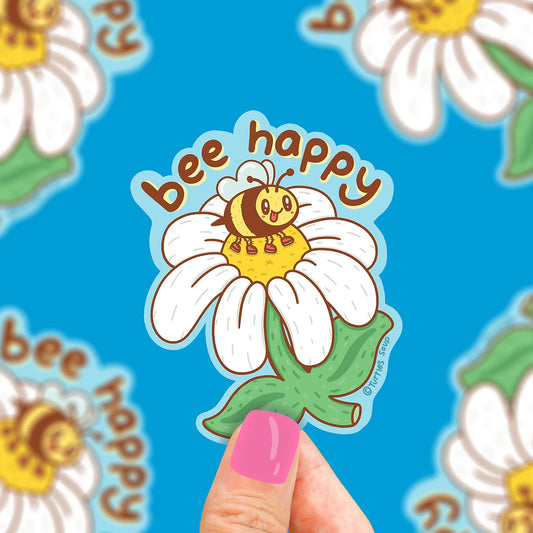 Bee Happy Daisy Sticker